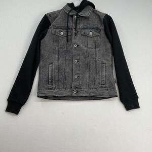 Brooklyn Cloth Mens Grey Acid Wash Denim Jacket Black Size Small